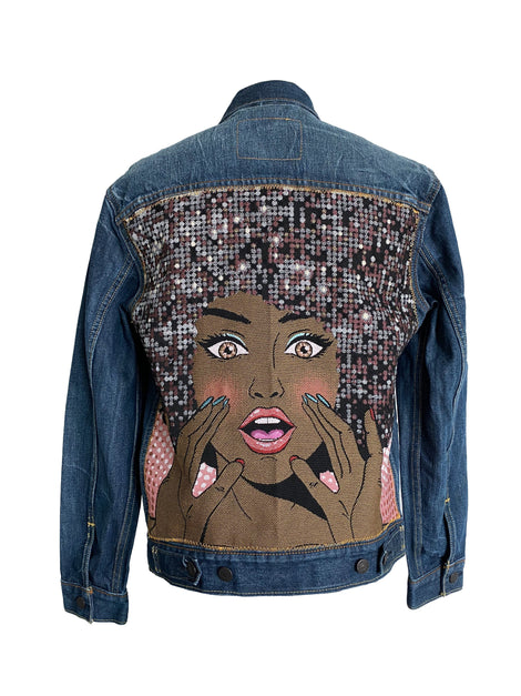 DON'T STOP THE MUSIC Upcyled Denim Jacket