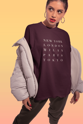 Fashion Week Unisex Tee in Oxblood