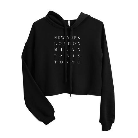 FASHION WEEK Cropped Hoodie in Black