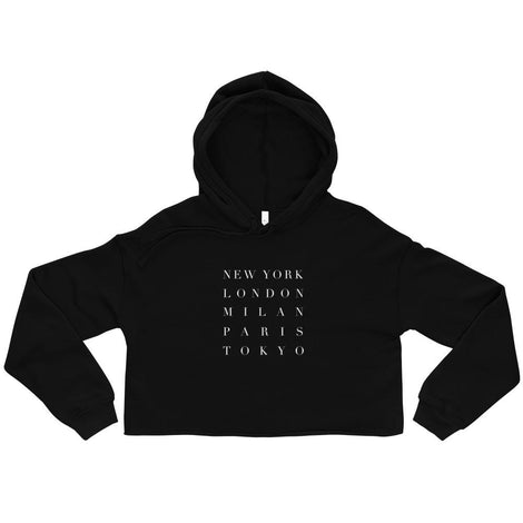 FASHION WEEK Cropped Hoodie in Black