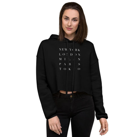 FASHION WEEK Cropped Hoodie in Black