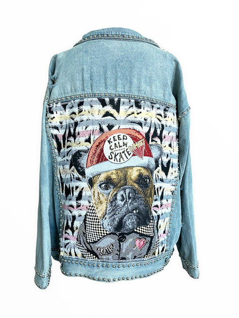 FRENCHIE KEEP CALM Upcyled Denim Jacket