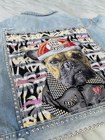 FRENCHIE KEEP CALM Upcyled Denim Jacket