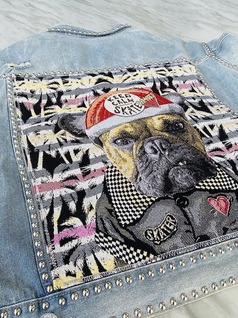 FRENCHIE KEEP CALM Upcyled Denim Jacket