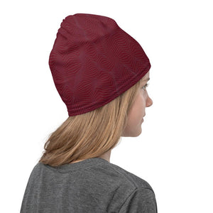 Infinity Mask Beanie in Burgundy Geometric Design 