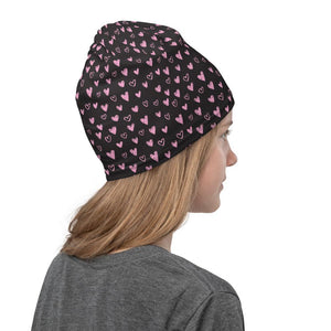 Infinity Mask Beanie in Pink Hearts