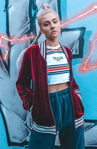 Bomber Jacket in Burgundy Velvet 