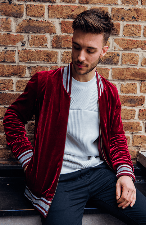 Bomber Jacket in Burgundy Velvet HNYB