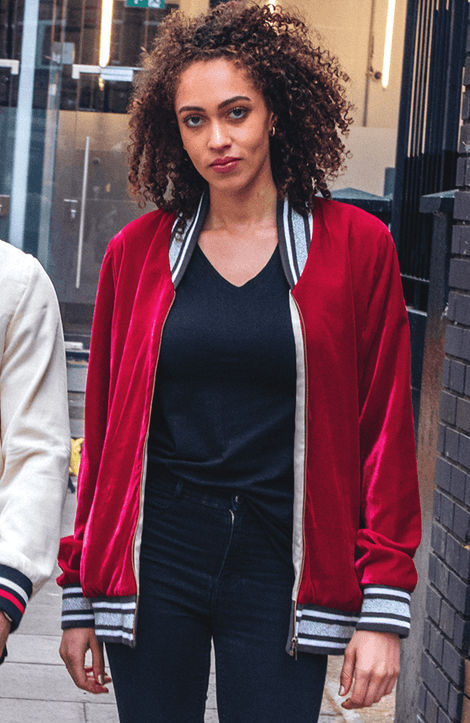 Bomber Jacket in Pink Velvet 
