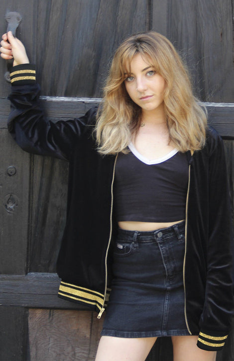 Signature Bomber Jacket in Black + Gold