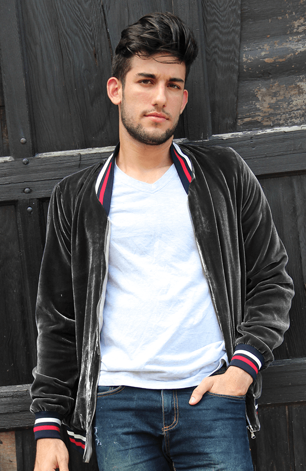 Mens red 2025 velvet bomber jacket