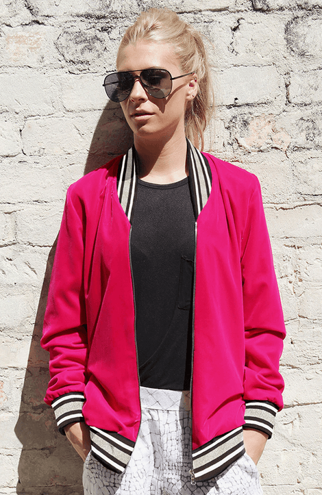 Bomber Jacket in Pink Velvet 