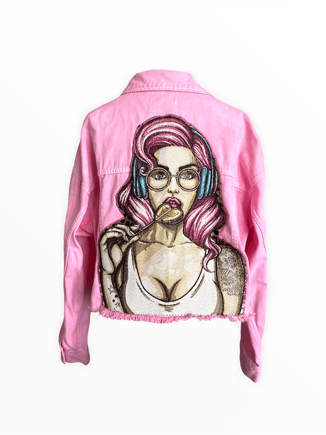 Pink Girl Upcyled Denim Jacket