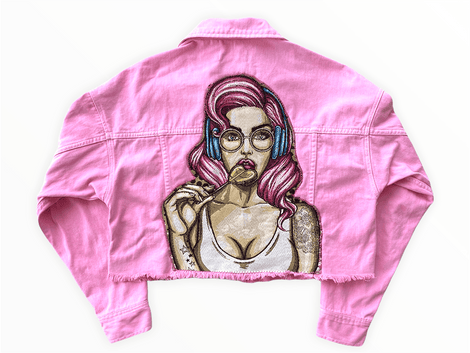Pink Girl Upcyled Denim Jacket