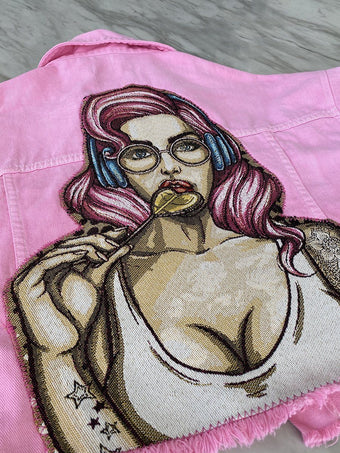 Pink Girl Upcyled Denim Jacket