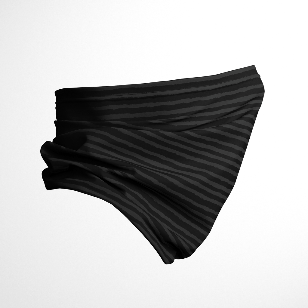 Infinity Mask in Black Grey Brushed Stripes Print 