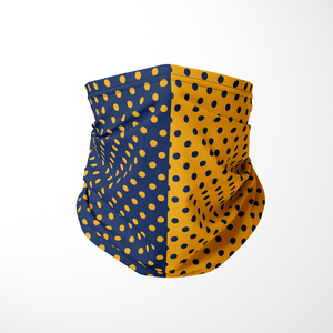 WV Infinity Mask | Face Covering in Blue & Gold Polka Dots