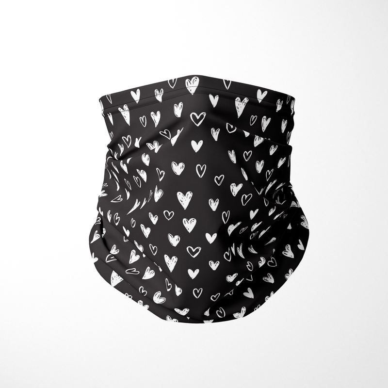 Infinity Mask in Black & White Hearts