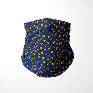 WV Blue & Gold Hearts Face Covering Infinity Mask 