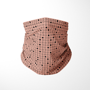 Infinity Mask Face Covering in  Dusty Pink Square Doodle Print 