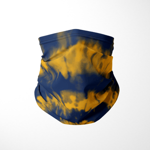 Tie Dye Infinity Mask Face Covering in Blue & Gold