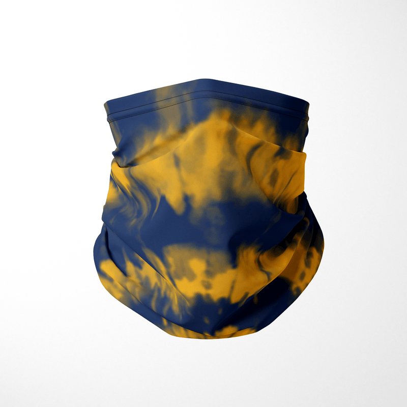 Tie Dye Infinity Mask Face Covering in Blue & Gold