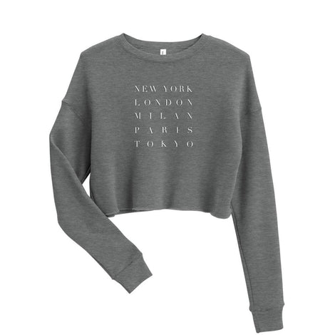 FASHION WEEK Crop Sweatshirt in Heather Grey