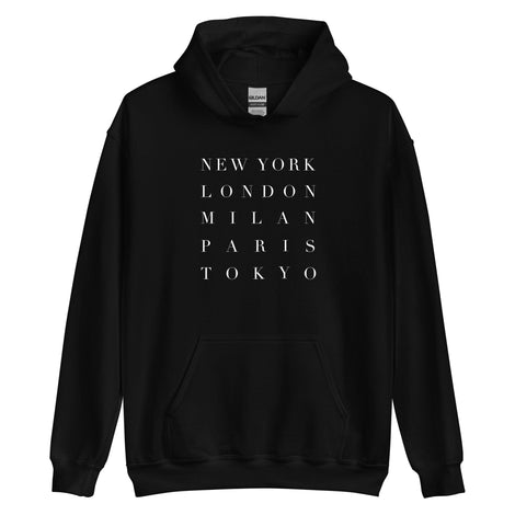FASHION WEEK Unisex Hoodie in Black